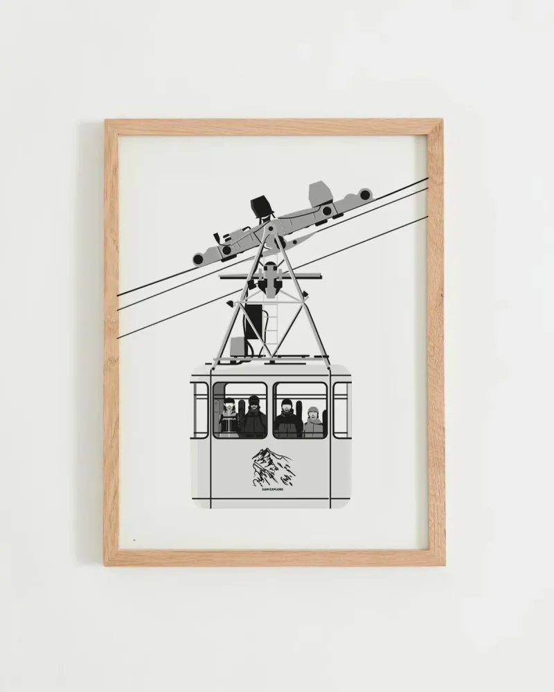 Affiche Télécabine – Minimaliste Noir & Blanc