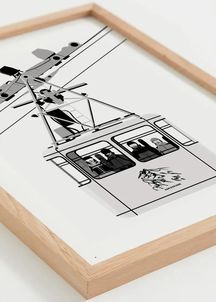 Affiche Télécabine – Minimaliste Noir & Blanc