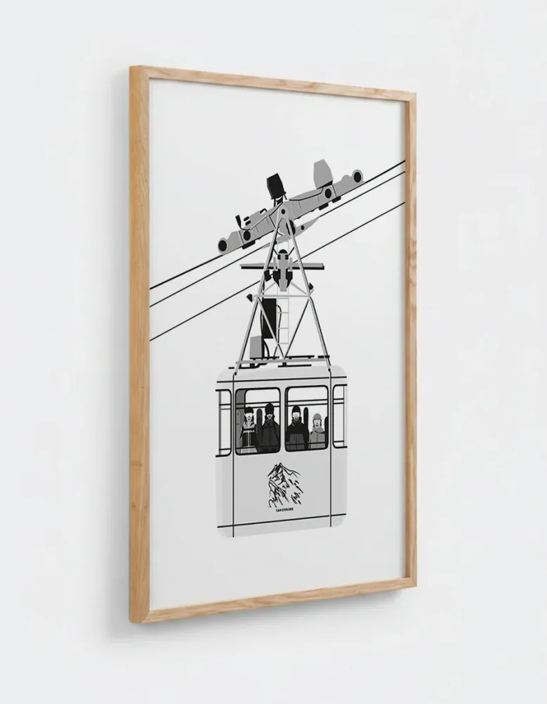 Affiche Télécabine – Minimaliste Noir & Blanc