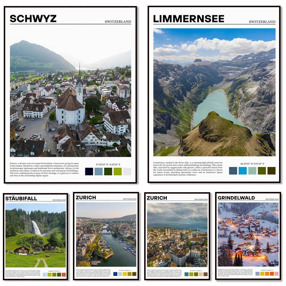 Affiche toile Suisse en canvas haute qualité 60x80cm déco