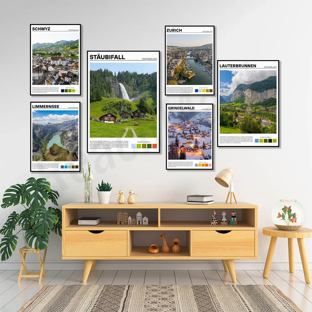 Affiche toile Suisse en canvas haute qualité 60x80cm déco