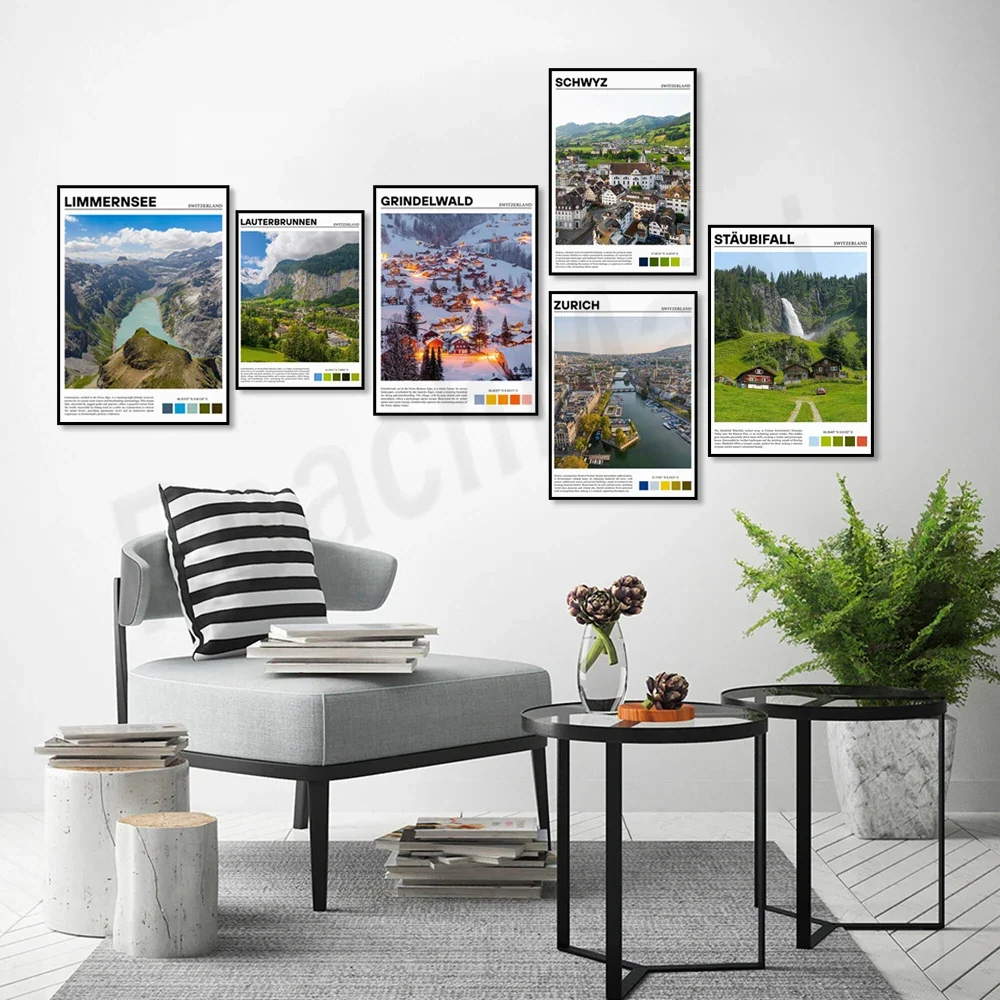 Affiche toile Suisse en canvas haute qualité 60x80cm déco