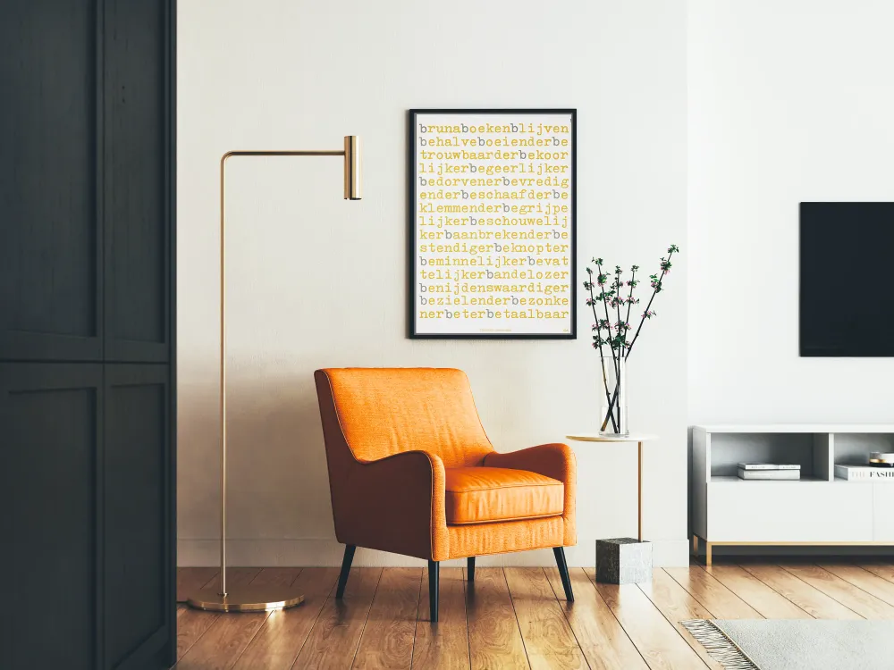 Affiche Typographique Abstraite Gris et Jaune