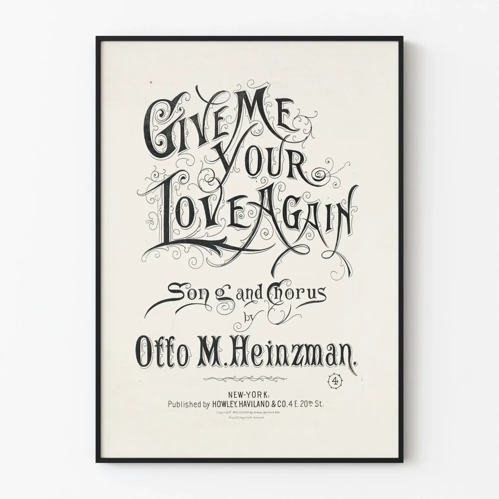 Affiche typographique vintage Give Me Your Love Again