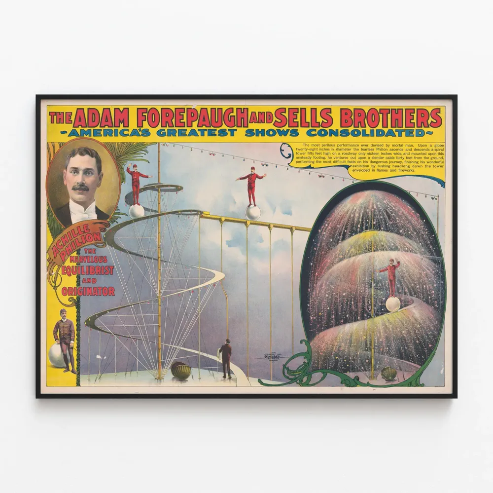 Affiche vintage Achille Philion, équilibriste prodige