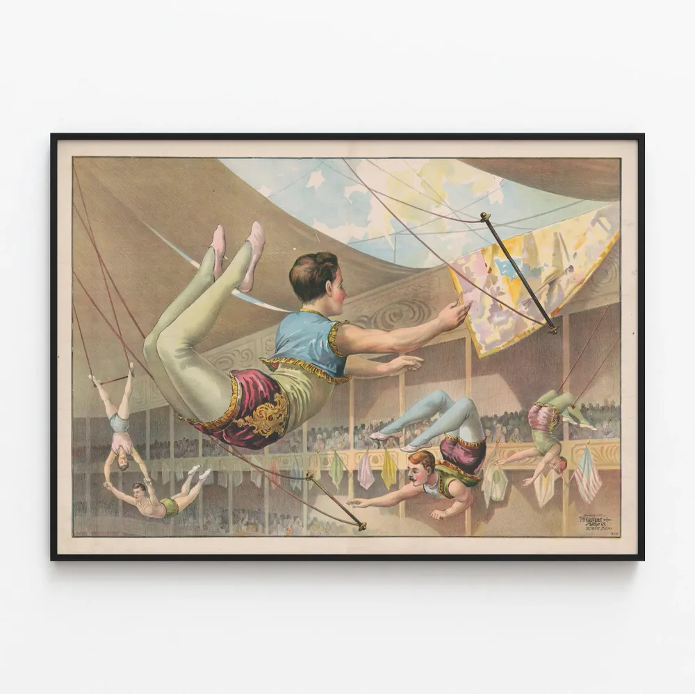 Affiche vintage acrobates masculins au cirque