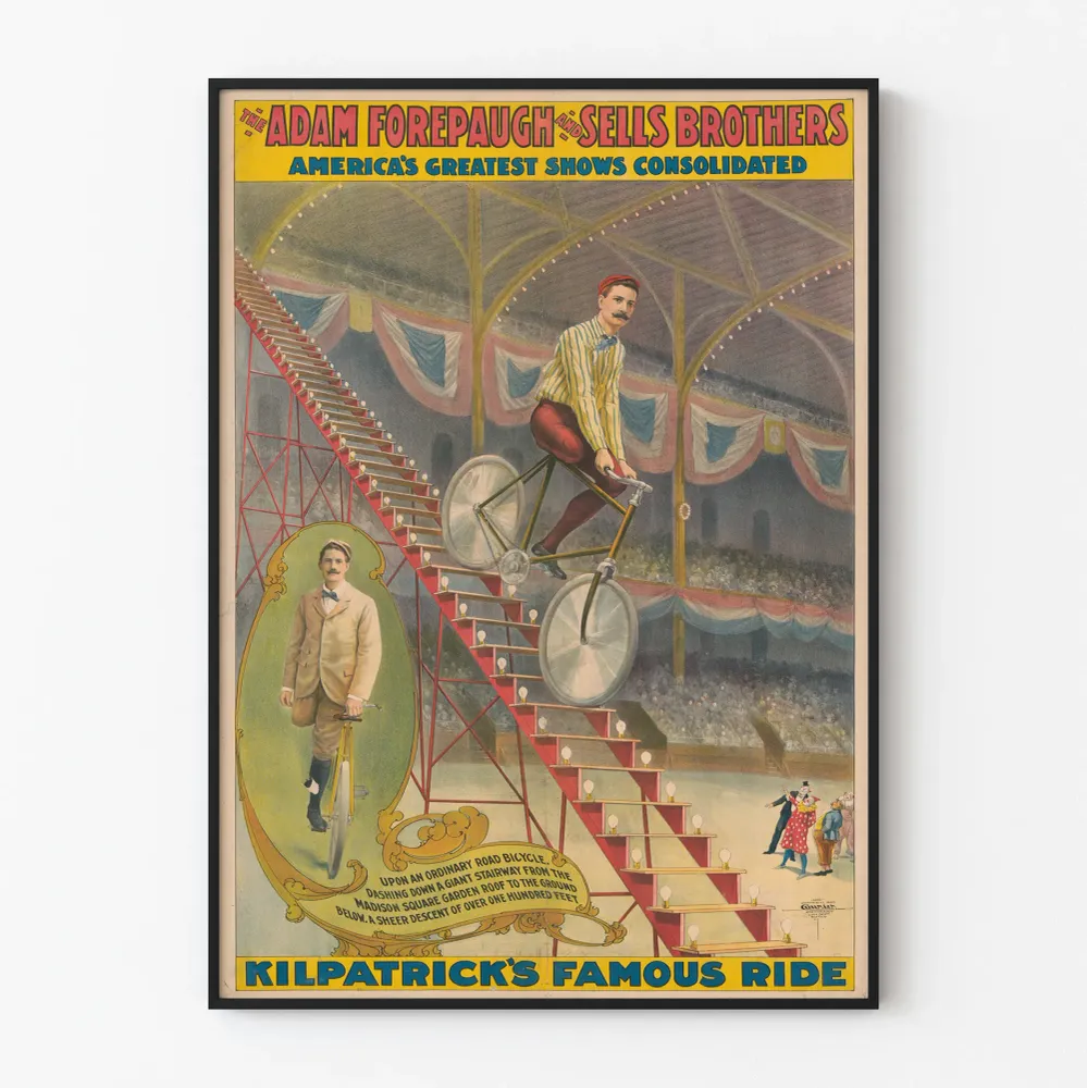 Affiche Vintage Adam Forepaugh et Sells Brothers - Kilpatrick's Famous Ride