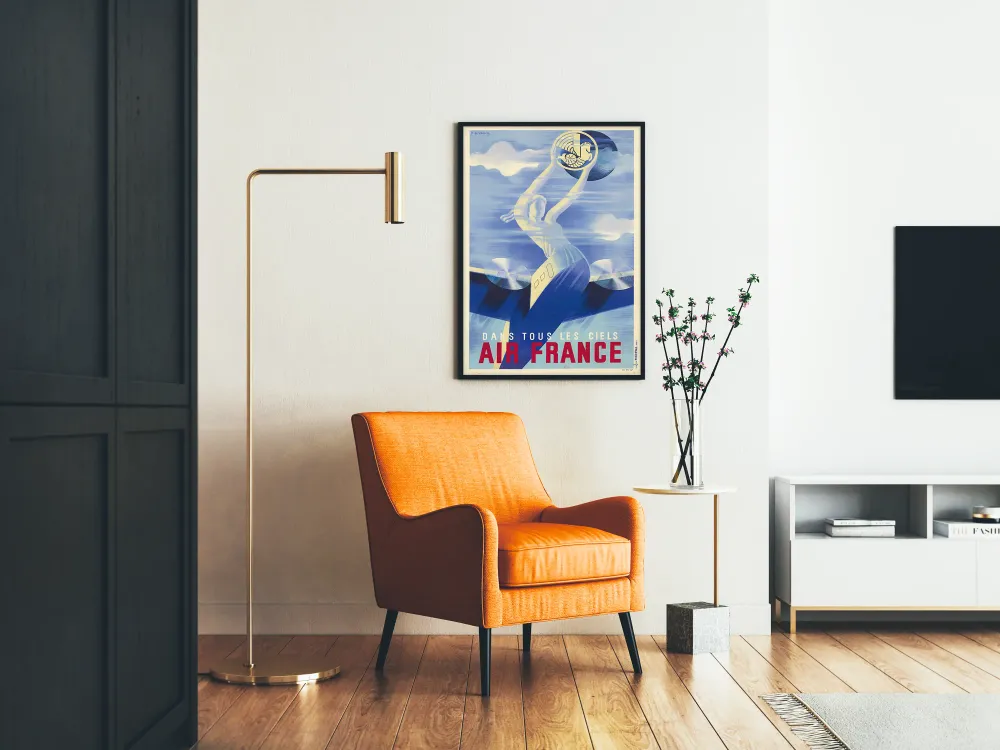 Affiche vintage Air France 'Dans tous les ciels' par R. de Valerio