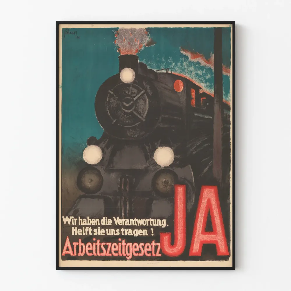 Affiche Vintage Allemagne Loi sur le Temps de Travail