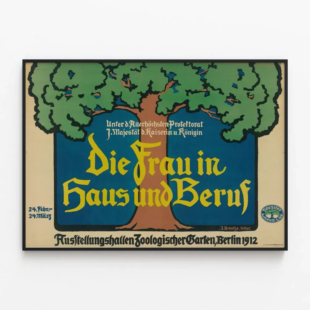Affiche vintage allemande Die Frau Haus und Beruf 1912