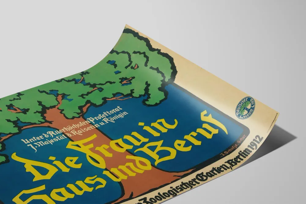 Affiche vintage allemande Die Frau Haus und Beruf 1912