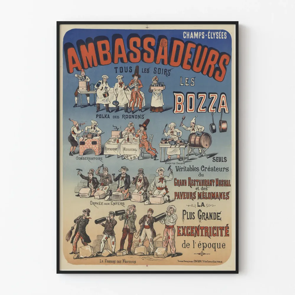 Affiche vintage Ambassadeurs Champs-Élysées Les Bozza