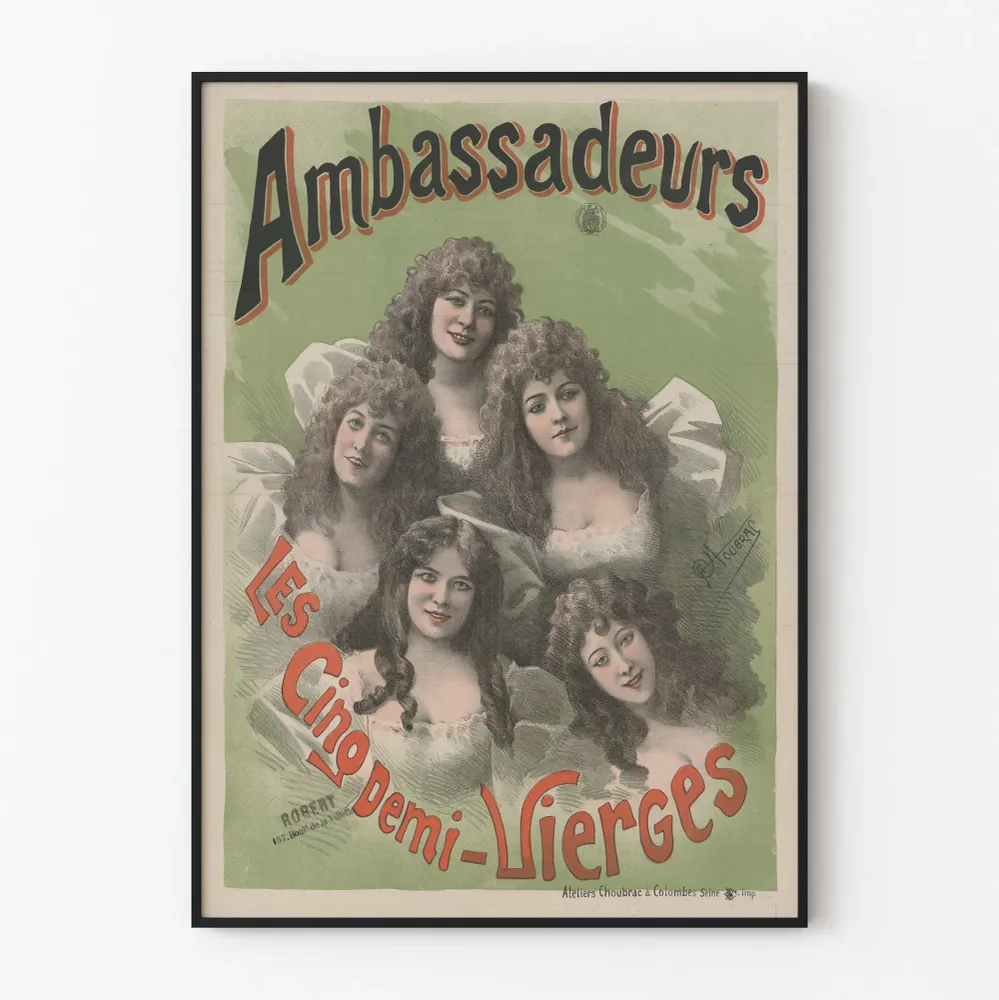 Affiche vintage Ambassadeurs Les Cinq Demi-Vierges - Décoration murale rétro
