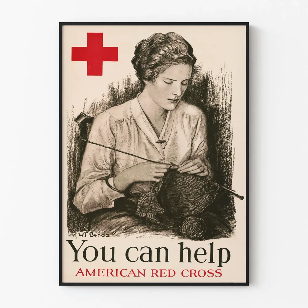 Affiche vintage American Red Cross aide et solidarité