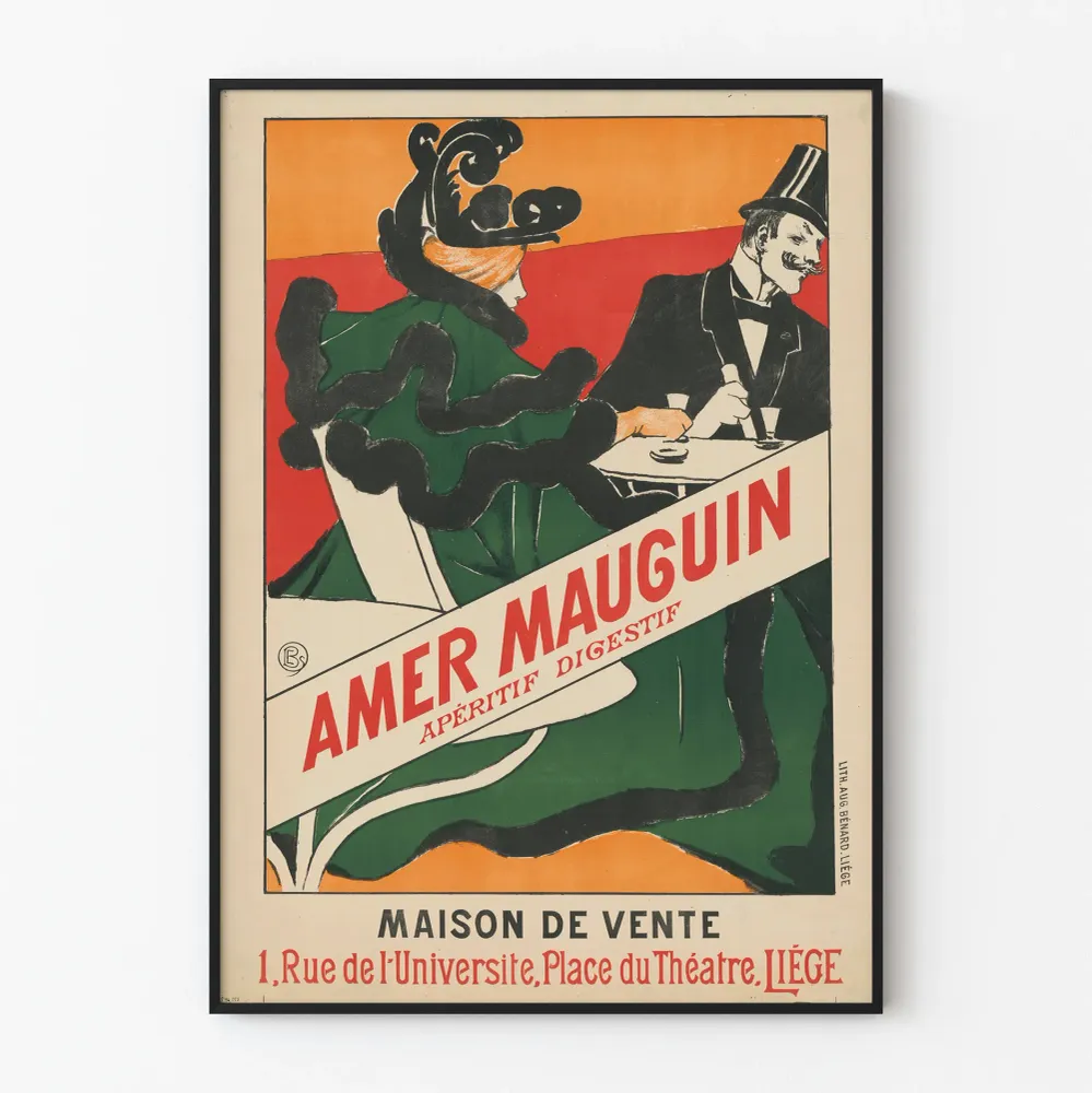 Affiche Vintage Apéritif Digestif Amer Mauguin