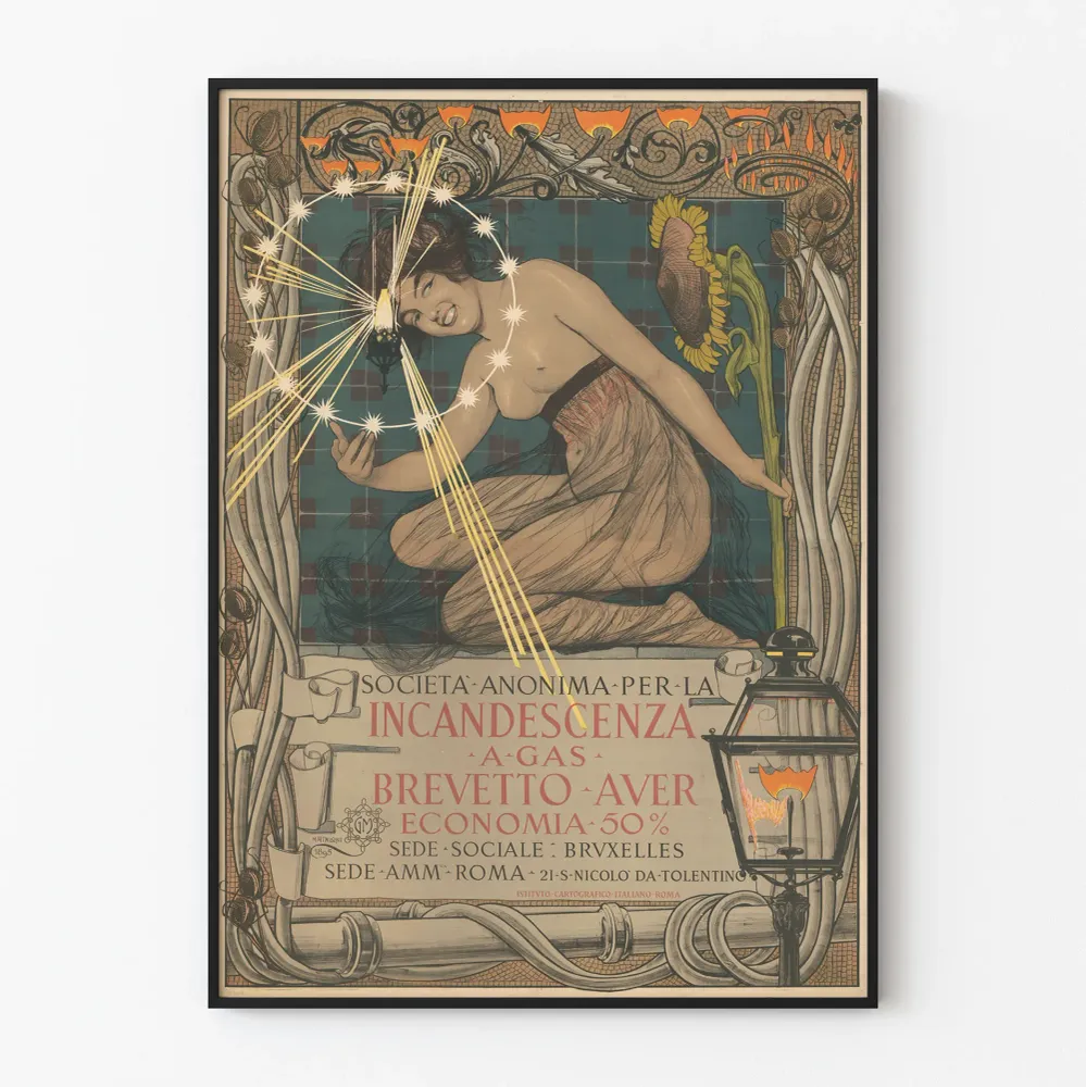 Affiche vintage Art nouveau Incandescence à gaz