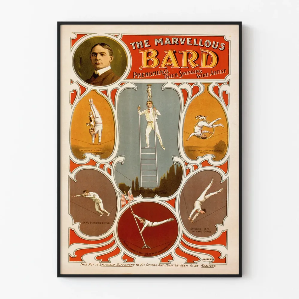 Affiche Vintage Artiste du Fil Suspendu Marvellous Bard