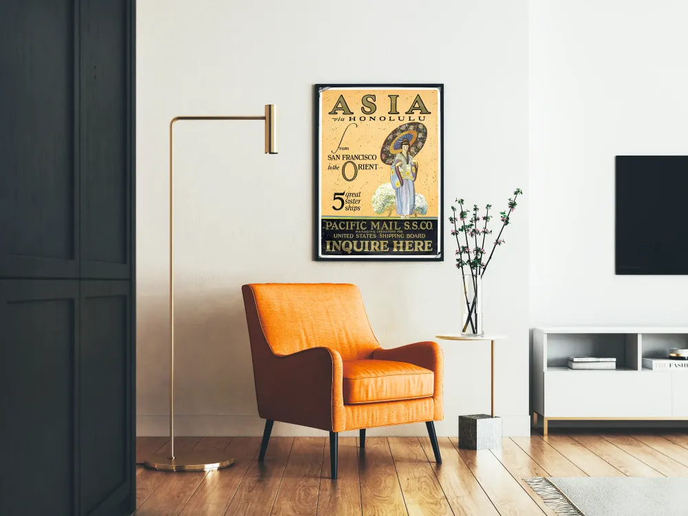 Affiche Vintage Asie via Honolulu - Décoration murale rétro Artem Legrand