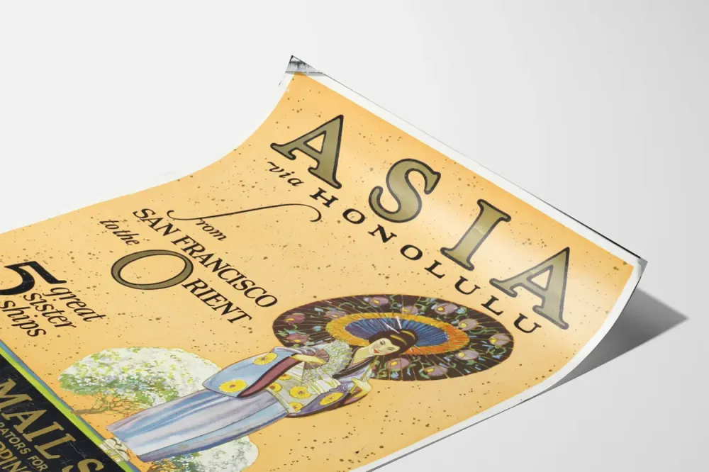 Affiche Vintage Asie via Honolulu - Décoration murale rétro Artem Legrand