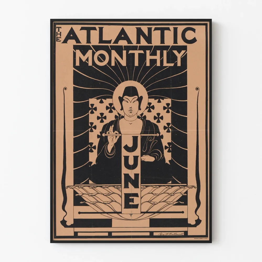Affiche vintage Atlantic Monthly - Juin, illustration stylisée