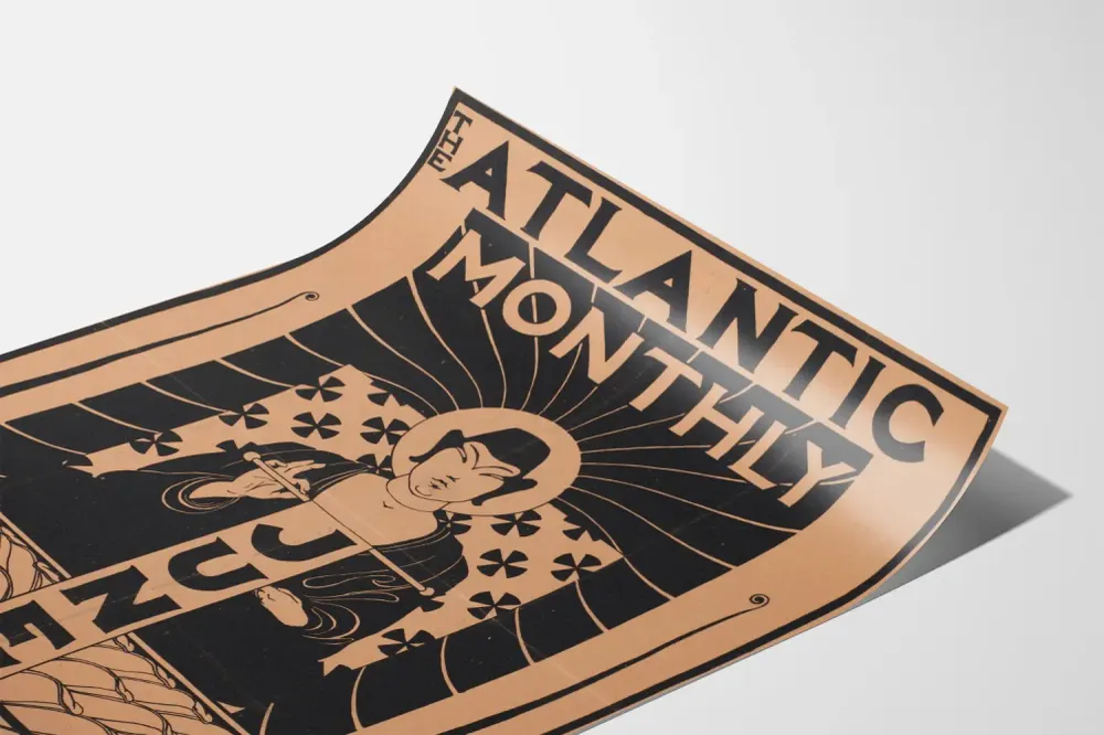 Affiche vintage Atlantic Monthly - Juin, illustration stylisée