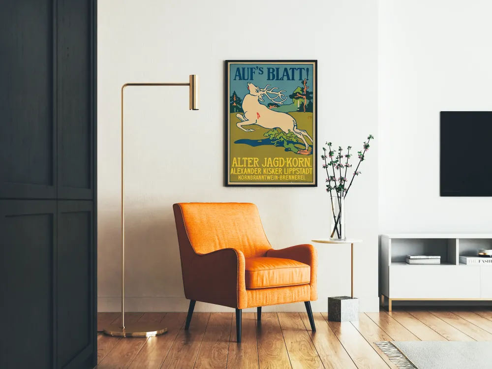 Affiche vintage Auf's Blatt Alter Jagd Korn pour décoration murale