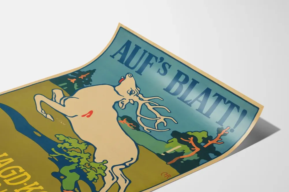 Affiche vintage Auf's Blatt Alter Jagd Korn pour décoration murale