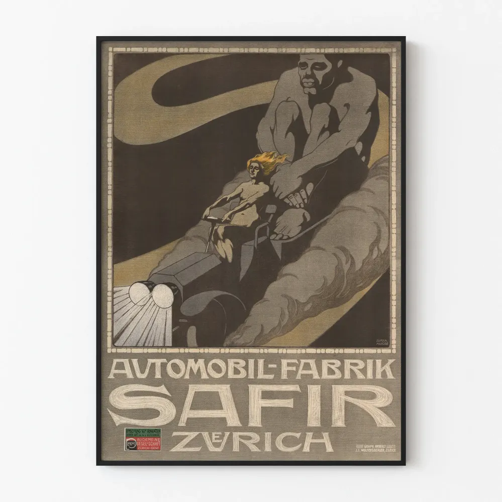 Affiche vintage Automobil Fabrik Safir Zurich décorative