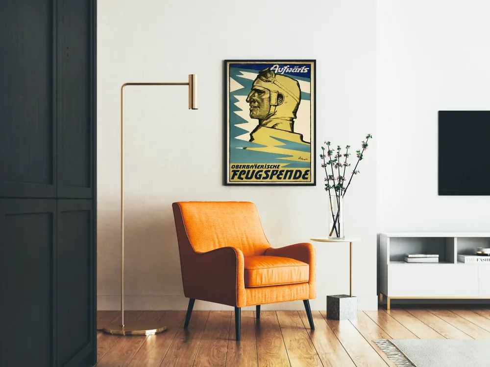 Affiche vintage aviation bavaroise Aufwärts Oberbayerische Flugspende