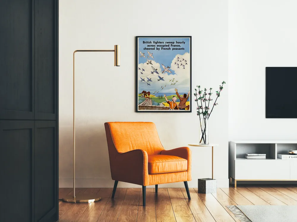 Affiche vintage avions britanniques survolant la France occupée