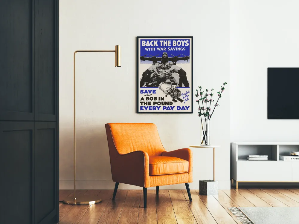 Affiche vintage 'Back boys war savings' décoration murale