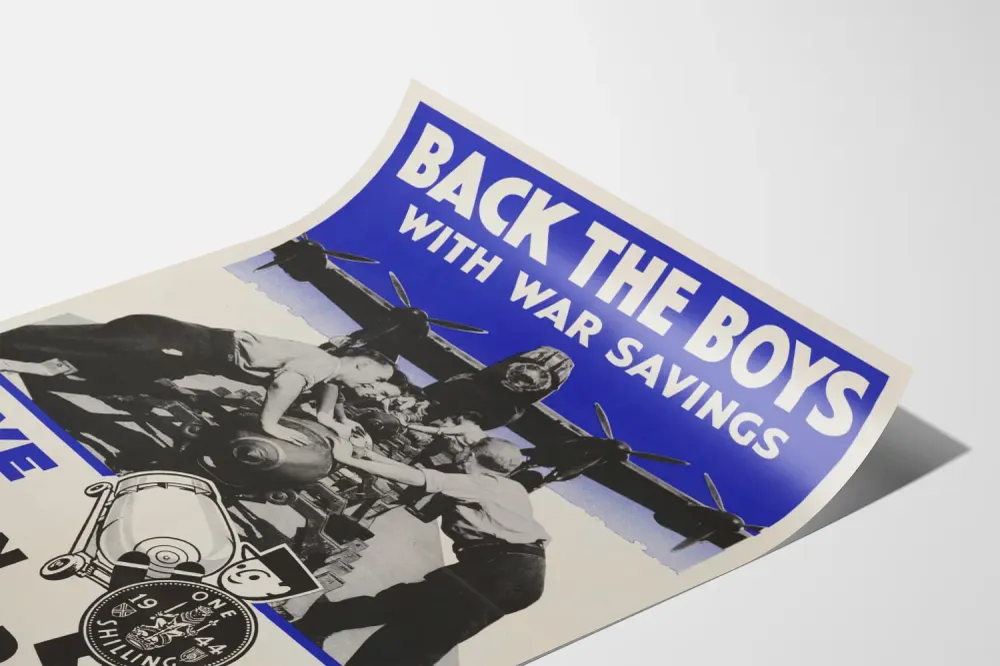 Affiche vintage 'Back boys war savings' décoration murale