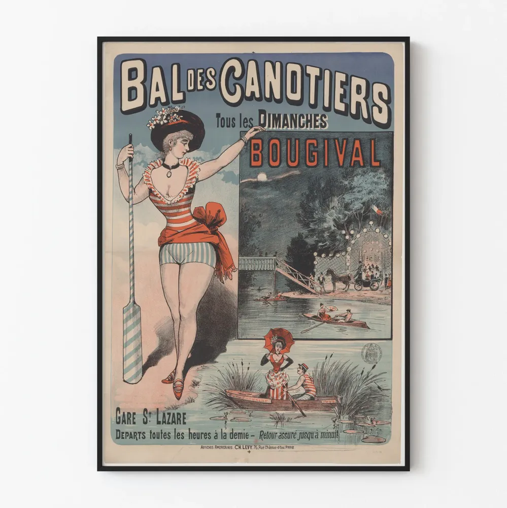 Affiche Vintage Bal des Canotiers à Bougival - Décoration Murale Rétro