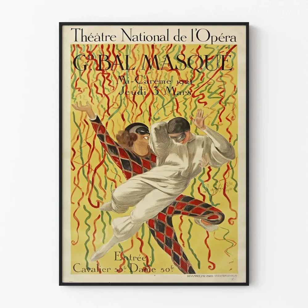 Affiche Vintage Bal Masqué Théâtre National de l'Opéra 1921