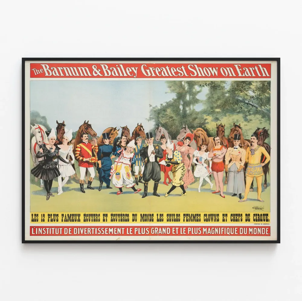 Affiche vintage Barnum & Bailey Greatest Show on Earth – Décoration murale Cirque