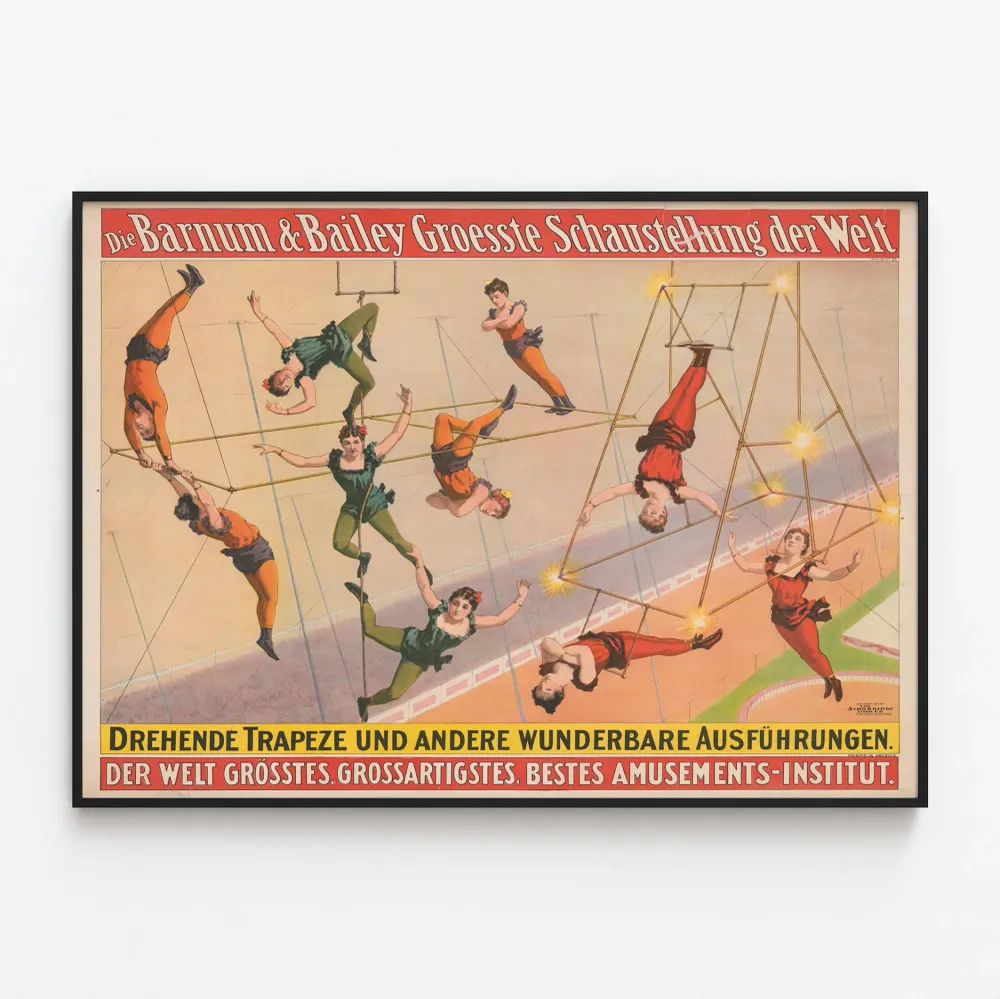 Affiche vintage Barnum & Bailey spectacle de trapèze