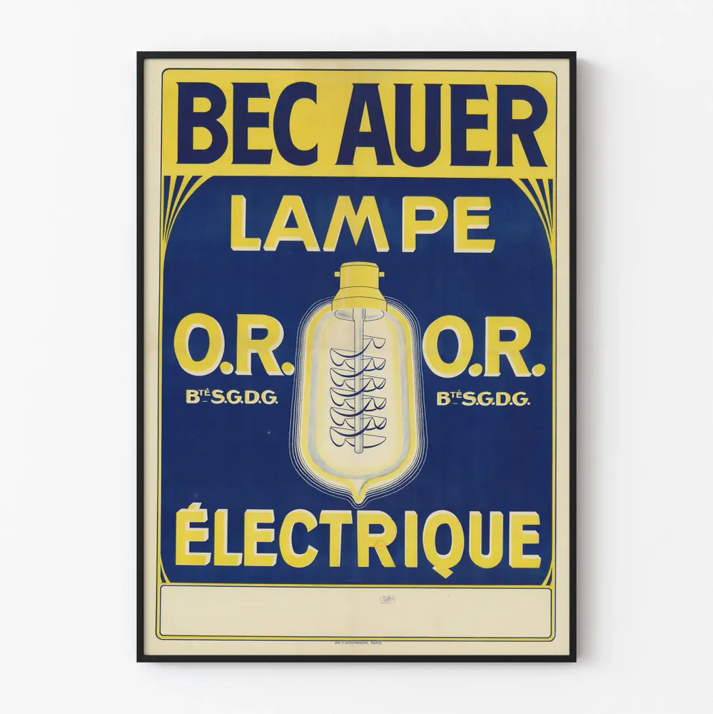 Affiche vintage Bec Auer Lampe Électrique O.R.