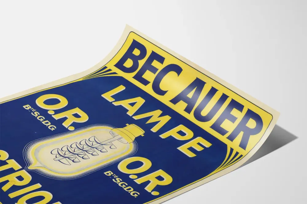 Affiche vintage Bec Auer Lampe Électrique O.R.