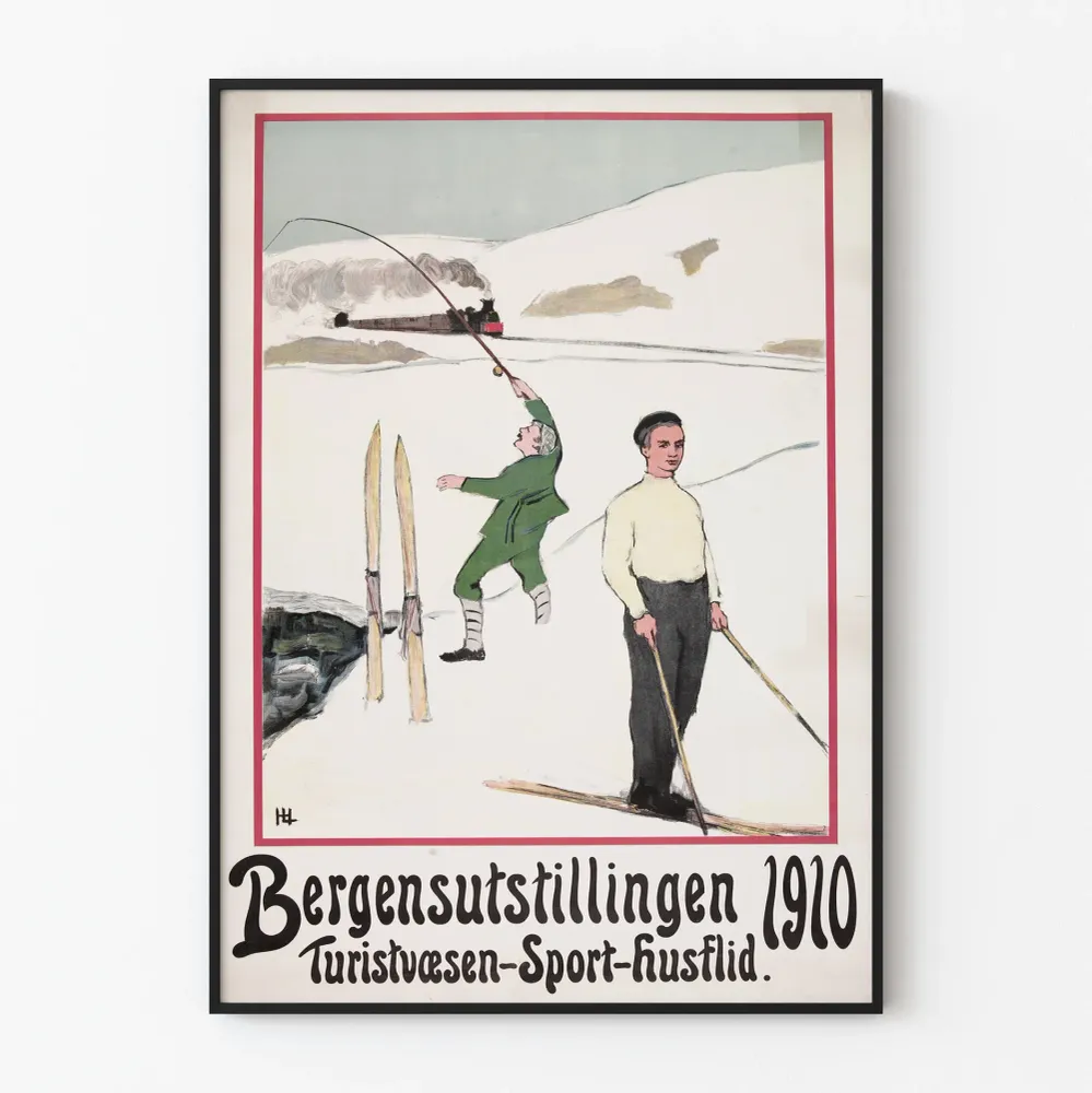 Affiche Vintage Bergensutstillingen 1910 Sport et Tourisme