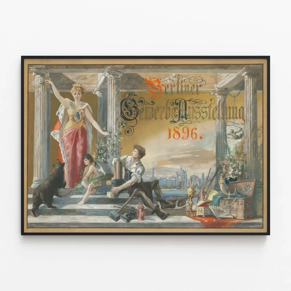 Affiche vintage Berliner Gewerbe Ausstellung 1896 décoration murale