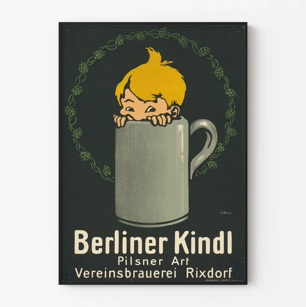 Affiche Vintage Berliner Kindl Pilsner Art pour Décoration Murale