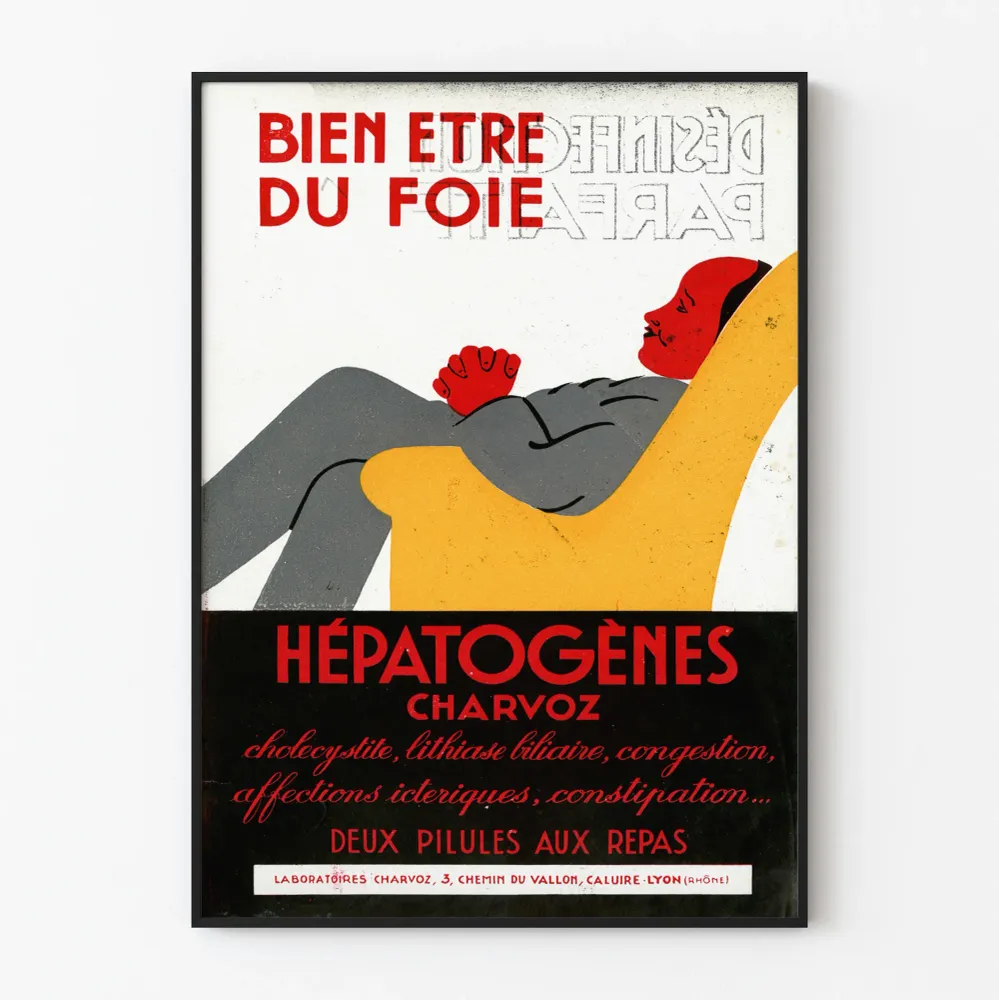 Affiche vintage Bien-être du Foie Hépatogènes Charvoz