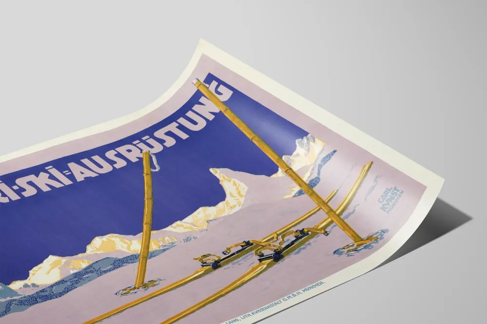 Affiche Vintage Bilgeri Ski Ausrüstung – Décoration Murale Sport d'Hiver