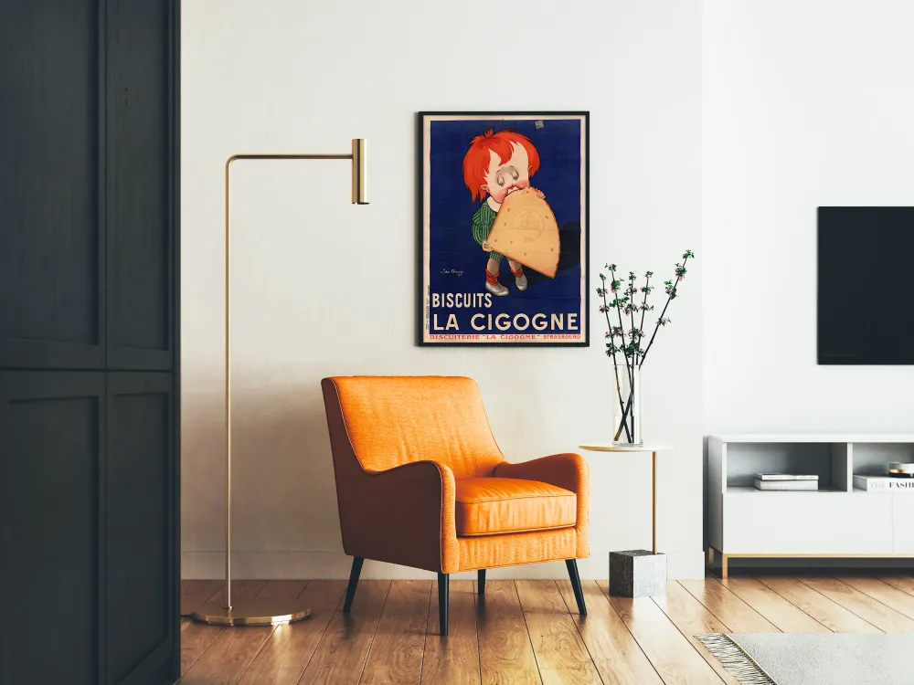 Affiche vintage Biscuits La Cigogne pour décoration murale