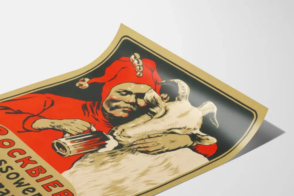 Affiche vintage Bockbier Dessower Schlossbrauerei - Décoration murale rétro