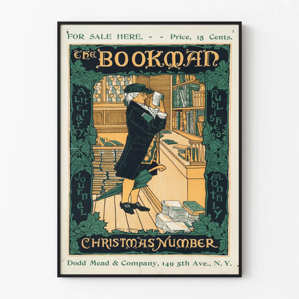 Affiche vintage Bookman Christmas Number pour décoration murale littéraire