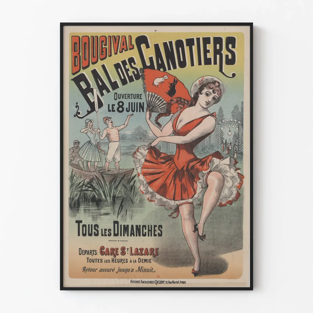 Affiche vintage Bougival Bal des Canotiers décoration murale