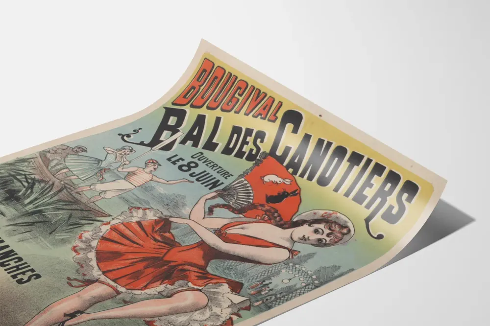 Affiche vintage Bougival Bal des Canotiers décoration murale