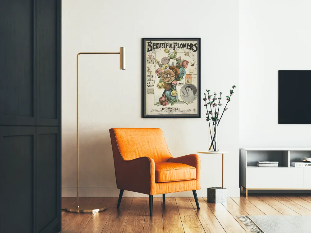 Affiche vintage bouquet de fleurs pour décoration murale