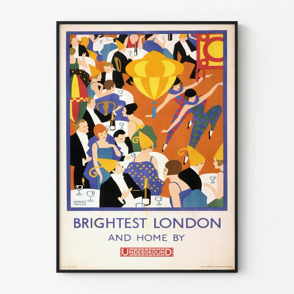 Affiche vintage Brightest London Underground décoration murale festive